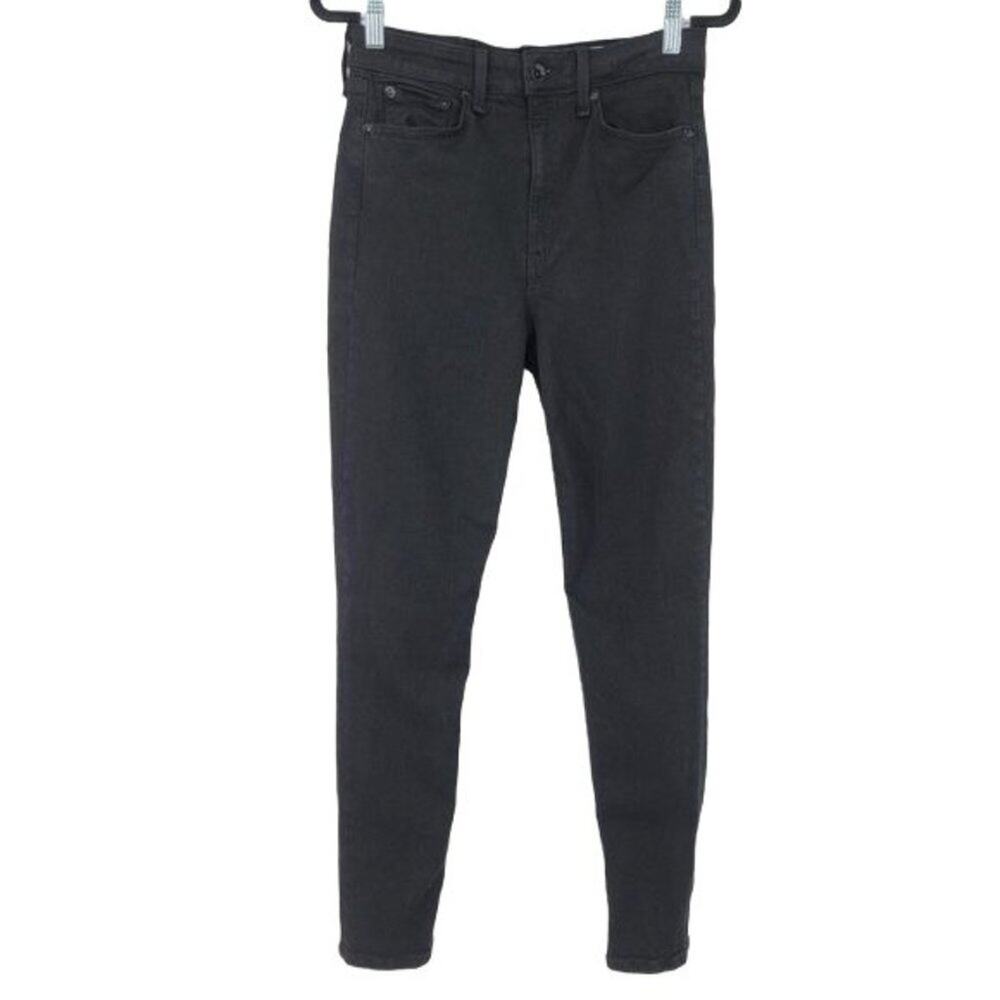 Rag & Bone Women's High Rise Slim Fit Skinny Stretch Black Wash Jeans Size 28